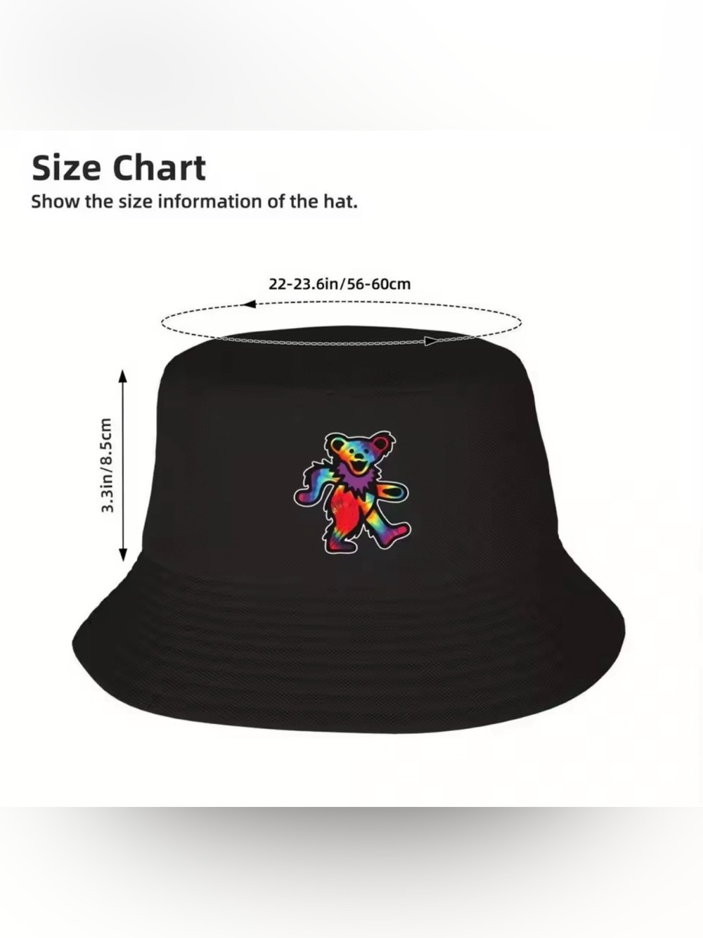 Grateful Classic Dead Dancing Tie Dye Bear Bucket Hat New In Hat Luxury NWT - Picture 4 of 8